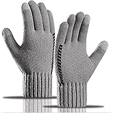Men’s Warm Touchscreen Gloves - Fleece Lined Knitted Winter Gloves Outdoor Cycling Five Finger Soft Comfortable