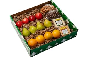 CAPITAL CITY FRUIT 1949 Holiday Fruit, Cheese, and Nut Gift Box - 4 Apples, 4 Pears, 4 Oranges, 2 Cheddar Cheese, 2 Nuts - Holiday Gift Basket for Corporate Clients, Family, Friends