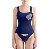 SUUKSESS Women Cotton Rib Squre Neck Tops Sleeveless Summer Padded Basic Tank Top