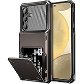 Vofolen for Samsung Galaxy S24 Wallet Case with Card Holder, 4-Card Dual Layer Heavy Duty Shockproof Wallet Case, Hidden Flip Card Slot Large Storage Protective Case for Galaxy S24, 6.2'' Gun Metal
