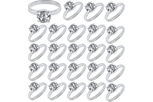 Super Z Outlet Silver Faux Diamond Engagement Rings for Wedding Table Scatter Decorations, Party Supply Favor Accents, Cupcake Toppers, Arts & Crafts (12)