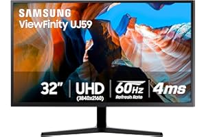 SAMSUNG 32" UJ59 Series 4K UHD (3840x2160) Computer Monitor,VA Panel, HDMI, Display Port, Eye Saver/Flicker Free Mode, FreeSync, LU32J590UQNXZA, Black