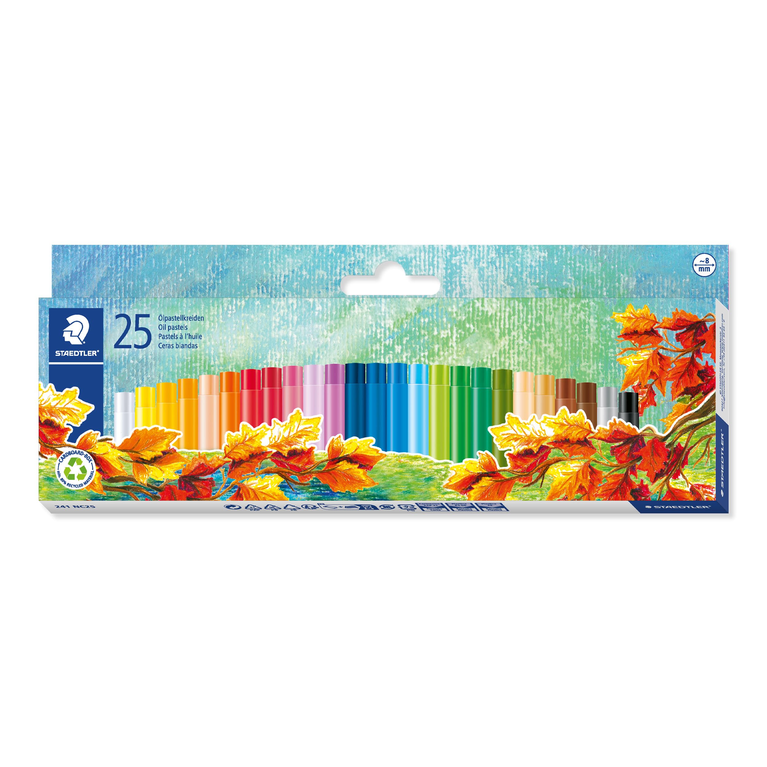 STAEDTLER 241 NC25 Noris Oil Pastel - Assorted Colours (Pack of 25)