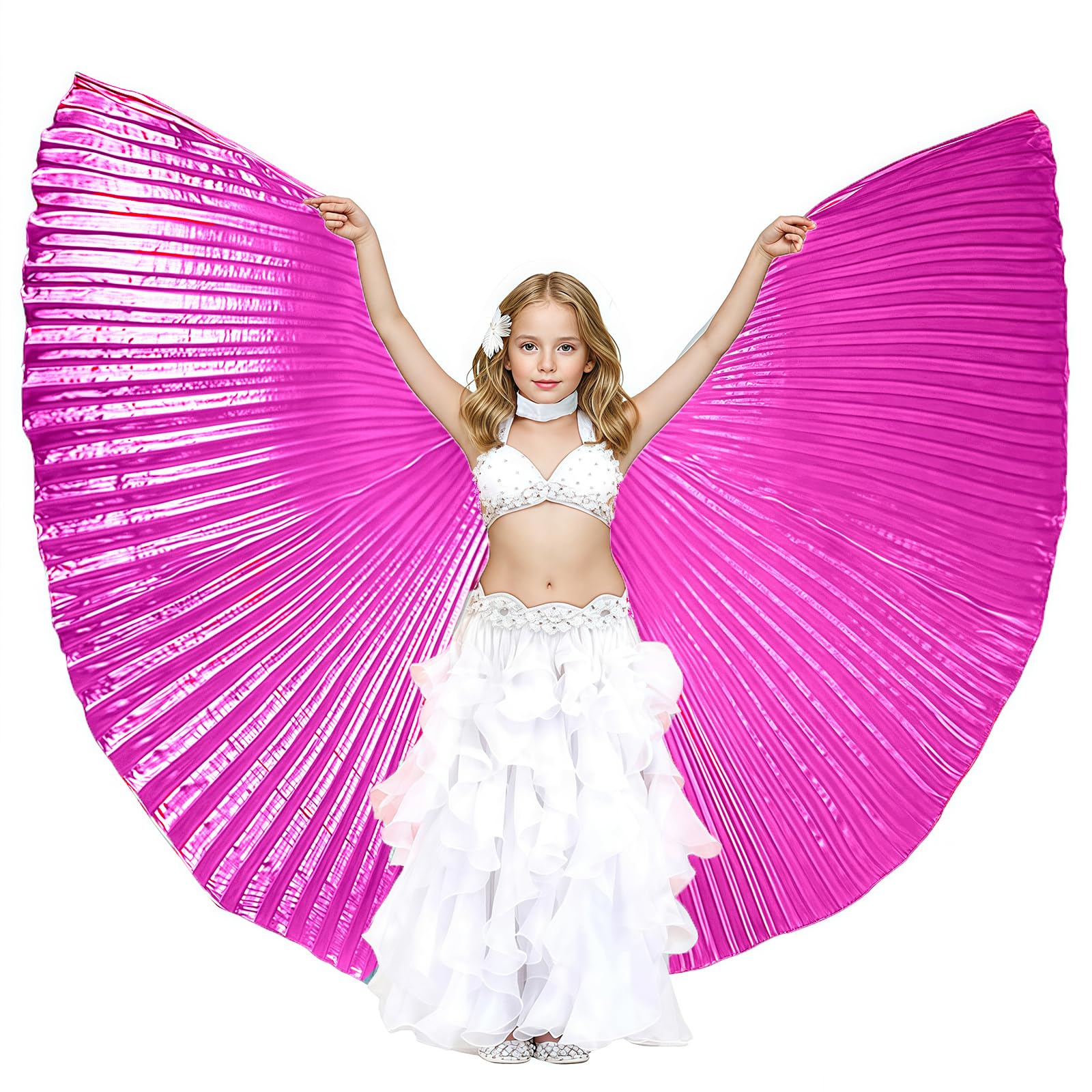 Baisdan Kids Isis Wings (Wings + Stick+ Carrying Bag) Belly Dance Performance Costumes for Girls Rose red — image 1