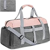 lifwimner Gym Bags for Women Men with Wet & Shoe Compartment, 40L Foldable Travel Duffle Bag, Lightweight Weekender Overnight Duffel Bag for Traveling Sports Gym(Pink)