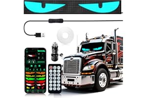 CRILEAL 52.4"*7.56" Heavy-Duty Truck LED Devil's Eye Light Bar - Professional Grade Programmable Dynamic Lighting System with Dual Bluetooth APP & Remote Control - for Semi-Truck/Windshield Modification