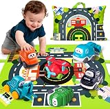 lerrbo 6 PCS Cartoon Truck Toys with Cranes for Toddlers 1 2 3 Years