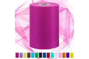 Keadic 100 Yards 6 Inches Tulle Fabric Roll, 300 feet Fabric Spool Organza Ribbon for Craft Supplies Christmas Birthday Party