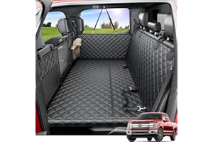 REEVAA Dog Truck Seat Cover for Back Seat, Hard Bottom Dog Hammock for Car, Pet Bed Extender for 2-4 Large Dogs, Waterproof Seat Protector, Universal XL Size Fits for Crew Cab Truck/SUV, Black