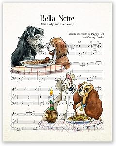 AtoZStudio Lady and The Tramp Poster - Music Sheet // Nursery Wall Art Decor Print // Baby Girl Bedroom Decoration // Watercolor Artwork // Birthday Picture (8x10)