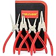 TOOLEAGUE 4 Pcs Snap Ring Pliers Set, Circlip Pliers, 7 inches Internal/External Heavy Duty for Ring Remover Retaining Straight Bent Lock Pliers Set