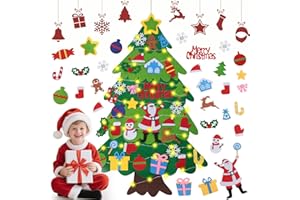 DazSpirit Childrens Felt Christmas Tree, 3.28Ft DIY Felt Christmas Tree Set, Wall Hanging Felt Xmas Christmas Tree Decoration