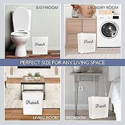 AuldHome White Enamel Trash Can, Rustic Farmhouse