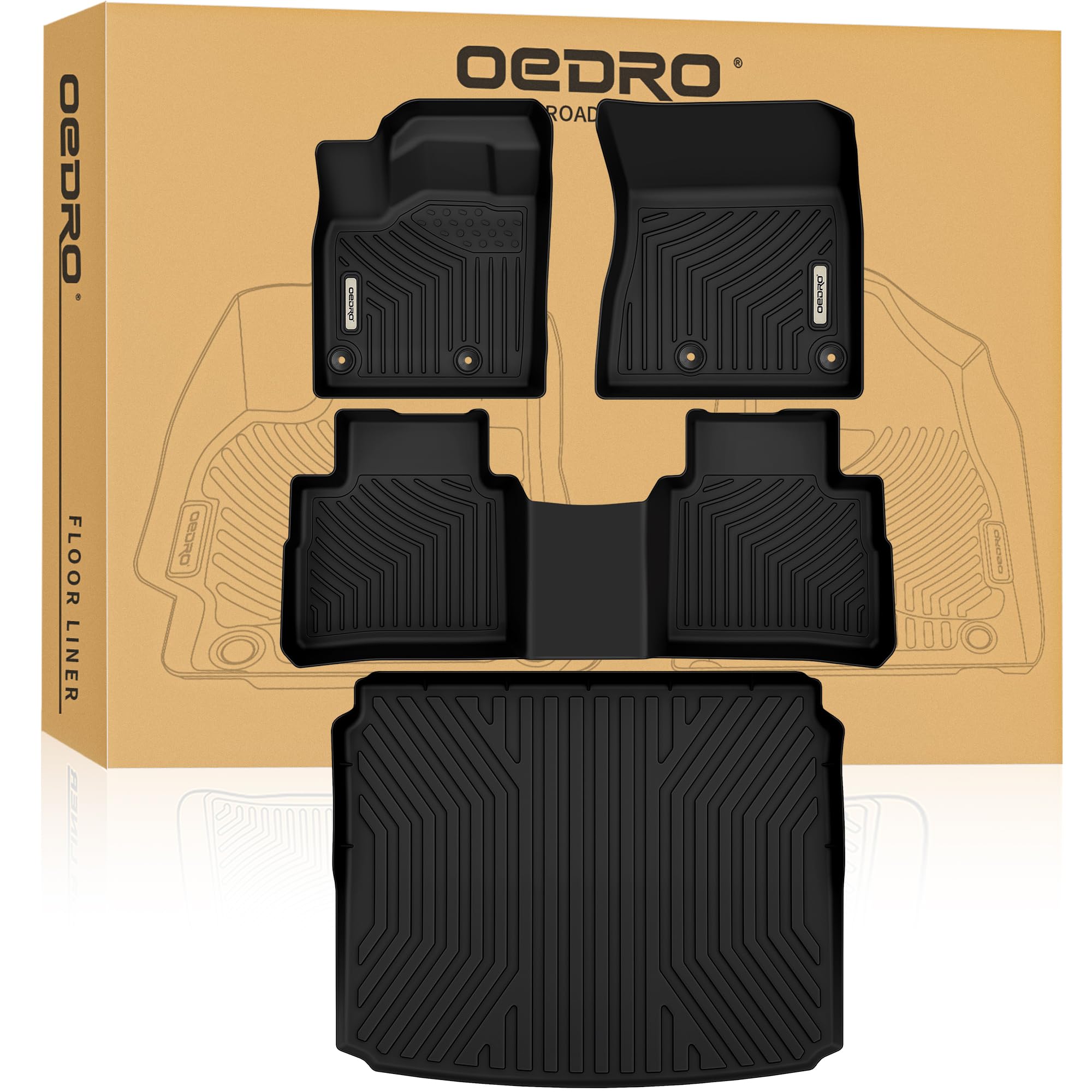 OEDRO Floor Mats Set for Nissan Rogue S/SV/SL/Platinum/Rock Creek 2021-2026 (NOT Fit Sport or Select Models), Custom Fit All Weather Trunk Liners Floor Mats Set, Only Fit AWD Drive Models Image