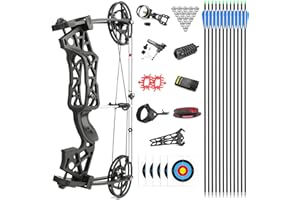 FQH Archery Compound Bow Set Dual Purpose Compound Bow Set Adjustable 40-65 lbs. of Draw for Hunting Target Shooting Left or 