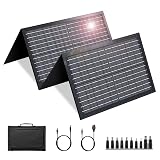 60W Solar Panel for Portable Power Station, Foldable Solar Panel with 12-18V DC Output/USB QC3.0/USB C(10 Changeable DC Adapters), Portable Solar Panels for Camping, Home, Travel, Rv