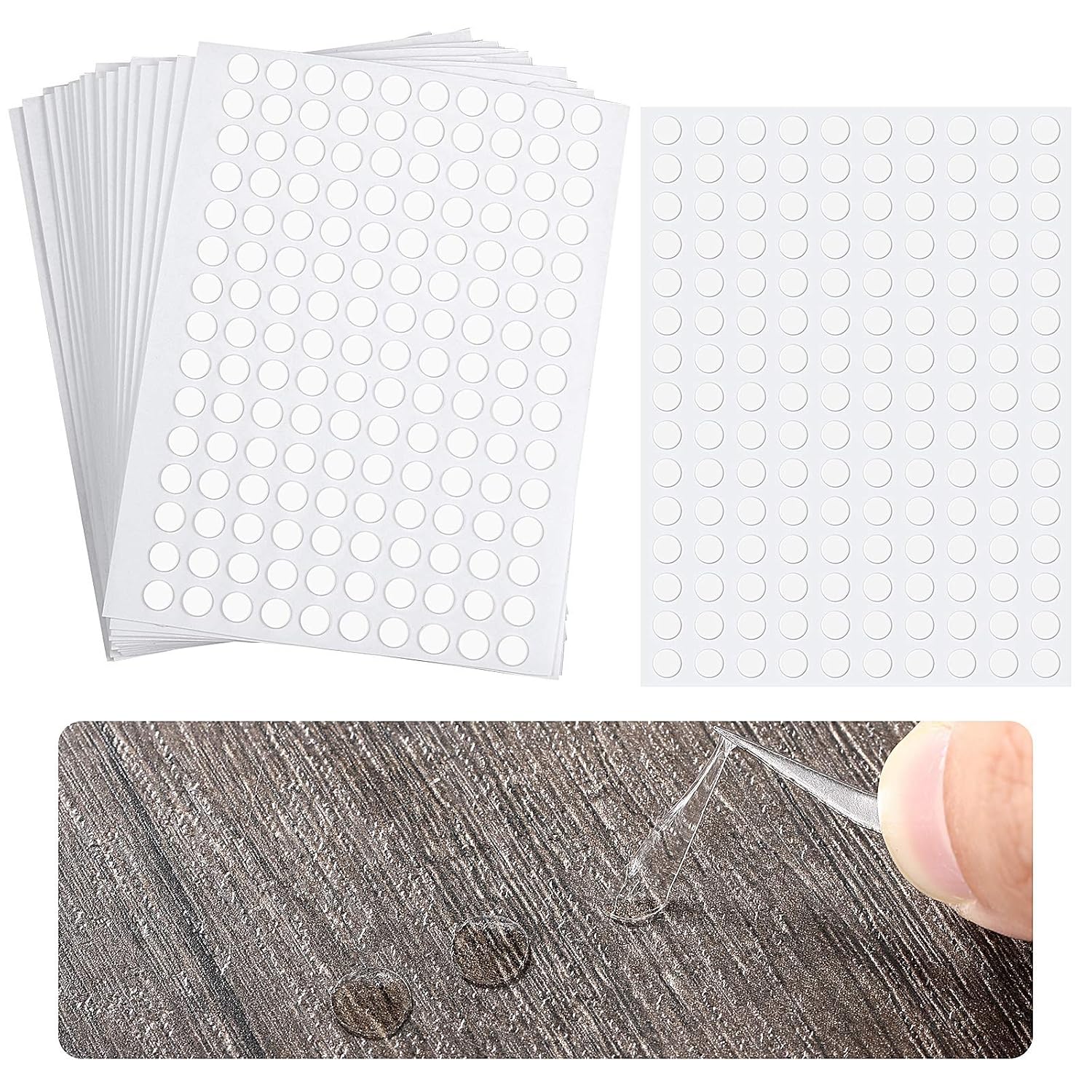 3000 Pieces Double-Sided Adhesive Dots Transparent Double-Sided Tape Stickers Round Acrylic No Traces Strong Adhesive Sticker Waterproof Dot Stickers for Craft DIY Art Office Supply (0.24 Inch/ 6 mm)