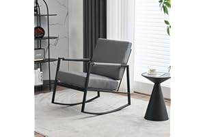 DAICO Gliding Rocking Chair Outdoor and Indoor Use with Sturdy Rust-Resistant Metal Frame High Backrest with Thick Cushion Nursery Rocking Chair for Garden Porch Poolside Living Room(Light Grey)