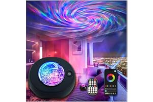 kismee Galaxy Projector Ceiling Decor Star Light Projector Psychedelic Swirling Bedroom Decor,Smart Skylight with Bluetooth Music Speaker, APP Control (Black Hole)