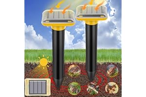 ENERJARY Solar Mole Repellent Ultrasonic,2024 Newest Mole Vole Gopher Repellent Outdoor Solar Powered,Waterproof Mole Killer Traps for Yard, Effectively Repels Garden and Yard Voles,Snakes,Gophers (Yellow-2pc)