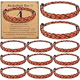 Liliaafar 12 Pcs Basketball Softball Bracelet Gifts Rope Adjustable Bracelets Sport Team Party Favor with Gift Card (Basketball)