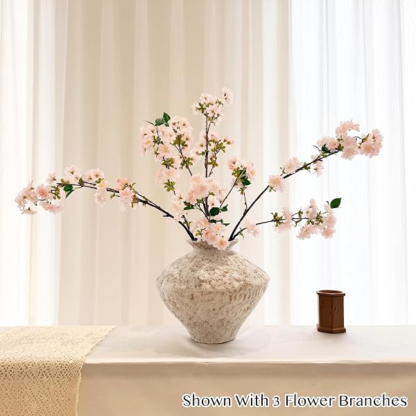 SENJIE ARTIFICIAL CHERRY BLOSSOM BRANCHES, FAKE FLOWERS BOUQUET WITH REAL TOUCH LONG STEMS, FAUX SILK FLOWERS FOR VASES WEDDING PARTY TABLE CENTERPIECES SPRING HOME DECOR (3PCS, VASE NOT INCLUDED)