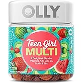 Olly Teen Girl Multi Gummy, Healthy Skin and Immune Support, 15 Essential Vitamins, Biotin, Zinc, Calcium, Chewable Multivitamin, Berry Melon, 35 Day Supply, 70 Count