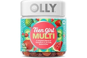 Olly Teen Girl Multi Gummy, Healthy Skin and Immune Support, 15 Essential Vitamins, Biotin, Zinc, Calcium, Chewable Multivitamin, Berry Melon, 35 Day Supply, 70 Count
