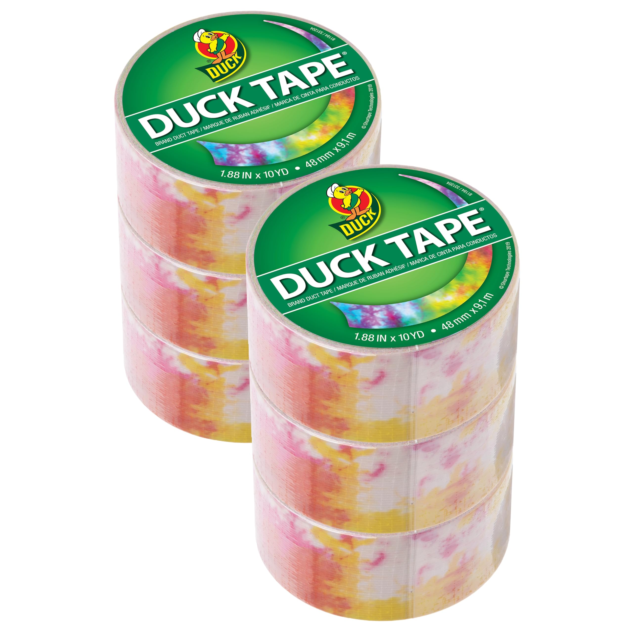 Duck Tape 241817 Pattern Colours Tie Dye 48mm x 9.1m, Pack of 6