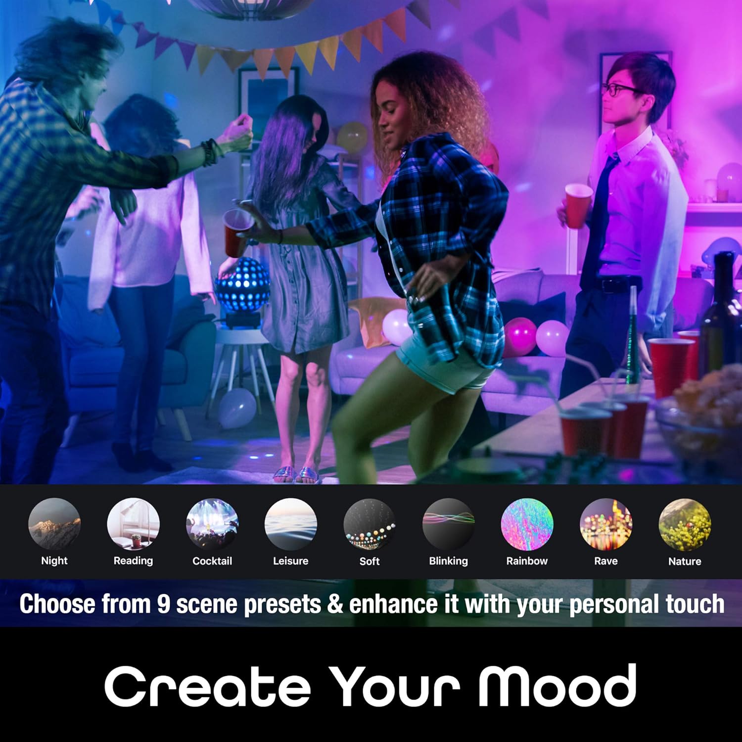 Geeni Prisma 1050 Wi-Fi Multicolor Light Bulbs (2700K), 4-Pack – Dimmable LED Bulbs, 75-Watt Equivalent – No Hub Required – Works with  Alexa, Google Assistant, Microsoft Cortana - - 