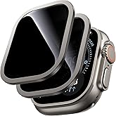 WSKEN for Apple Watch Ultra 3 / Ultra 2 Screen Protector 49mm, [26 Degree Privacy] Titanium Alloy Frame + 9H Tempered Glass, [Touch Sensitive] Lightweight Protective Glass Film for iwatch Ultra 2 Pack