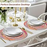 HEYOMART Rainbow Red Round Placemats Set 6 38cm Woven Cotton Polypropylene view 2