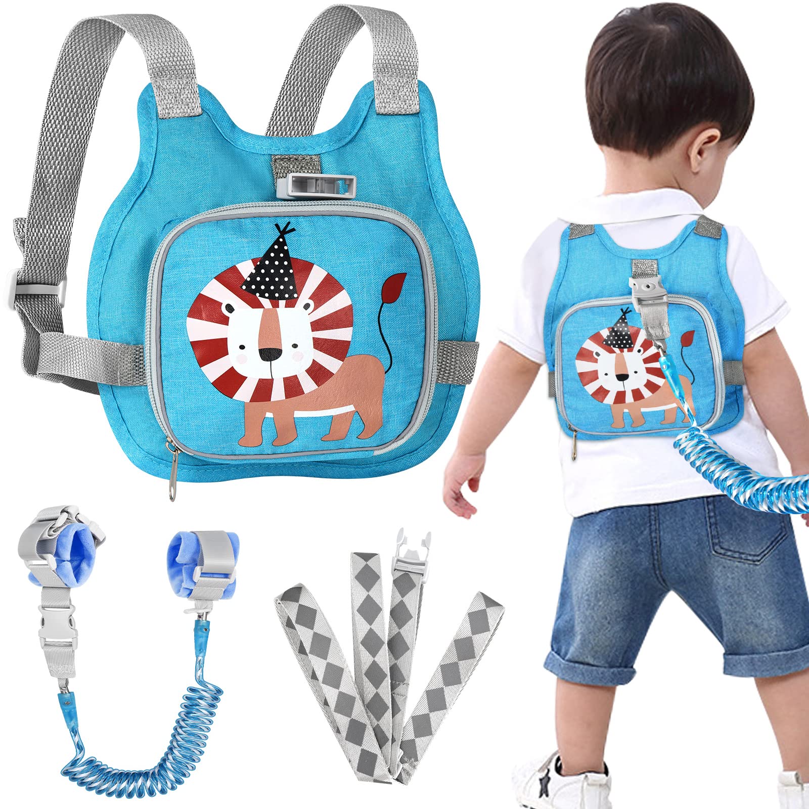 Photo 1 of Toddler Harness Leash+ Anti Lost Wrist Link, Accmor Adorable Lion Baby Harness with Leash, Collapsible Child Anti Lost Leash Cute Kid Harness Belt Strap - Keep Kids & Babies Close While Walking