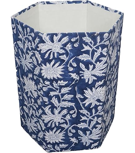 2.6 Gallon Ceramic Trash Can With Lid - Portuguese Tile Design Dog Proof Wastebasket For Kitchen & Bathroom