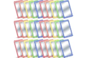 Dandat 30 Pcs Small Mirrors for Kids 4 x 6 Inch Unbreakable Shatterproof Mirror Round Corners for DIY Crafts and Preschool Facial Expression Classroom Educational Resources (Lively Colors)