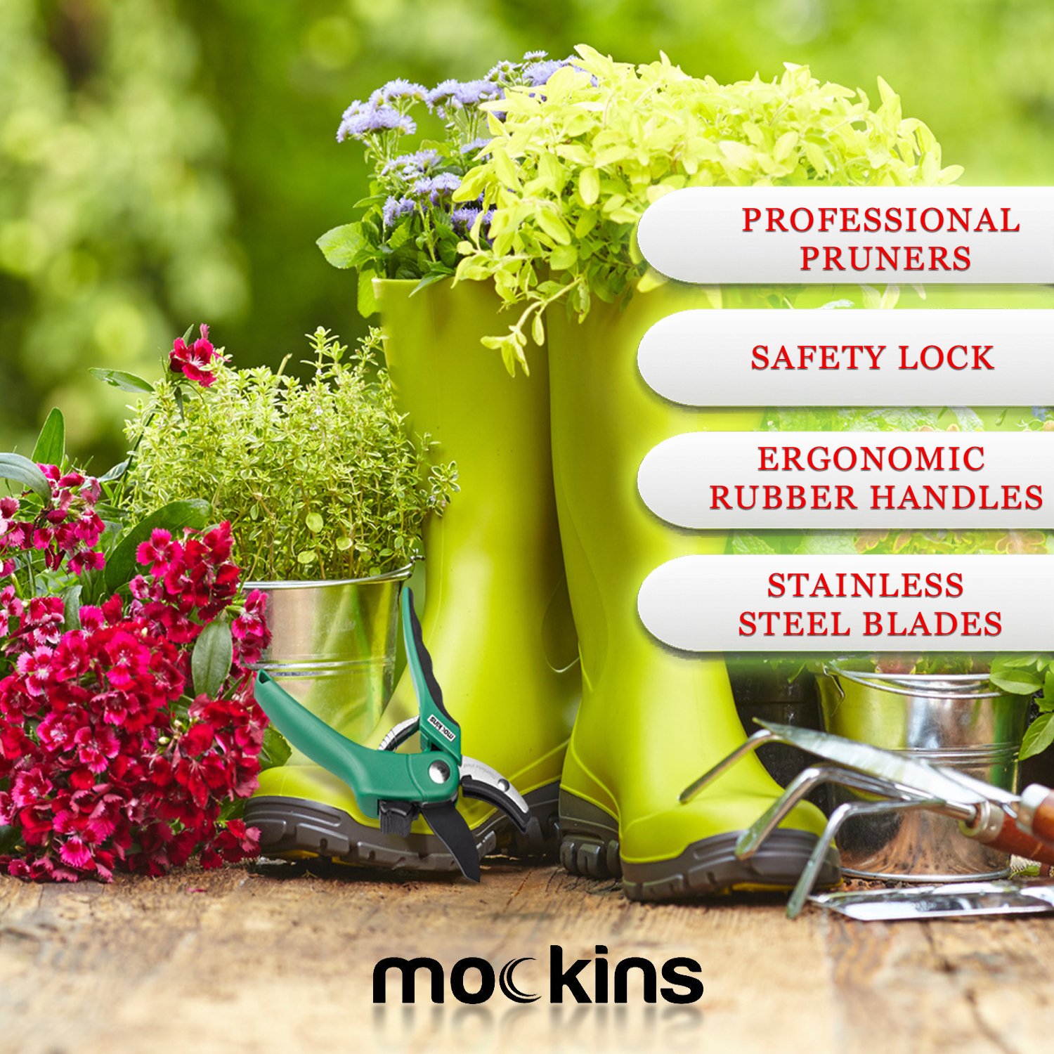 mockins professional heavy duty garden pruning shears