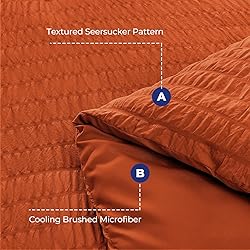HYMOKEGE Burnt Orange Twin Comforter Set Seersucker