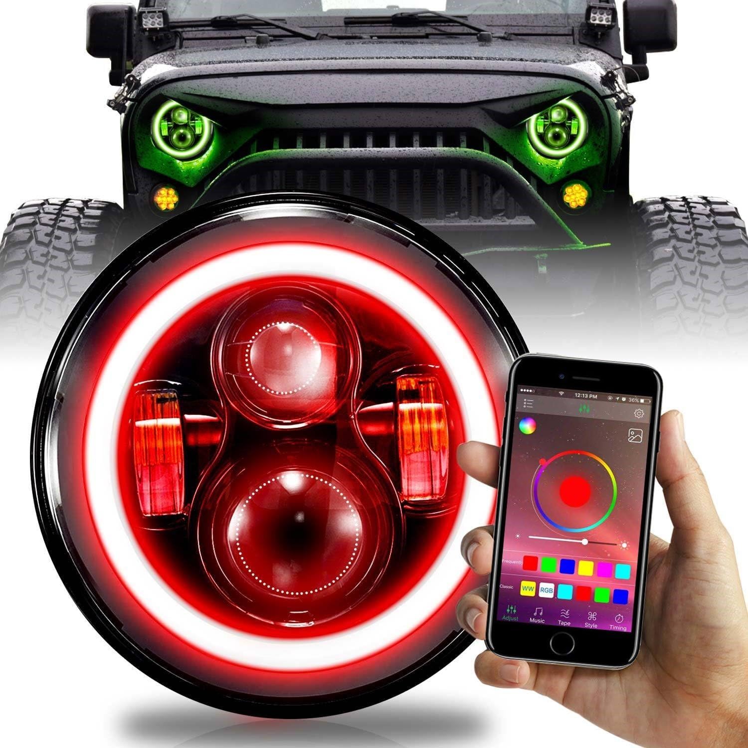 7 inch LED Halo Projector Headlights RGB Color Change