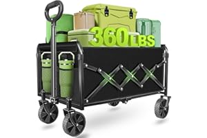 MICIEITIE Wagons Carts Foldable - Collapsible Wagon Cart with Wheels – Folding Foldable Wagon Small Portable Lightweight for Sports, Camping, Storage, Travel, Shopping