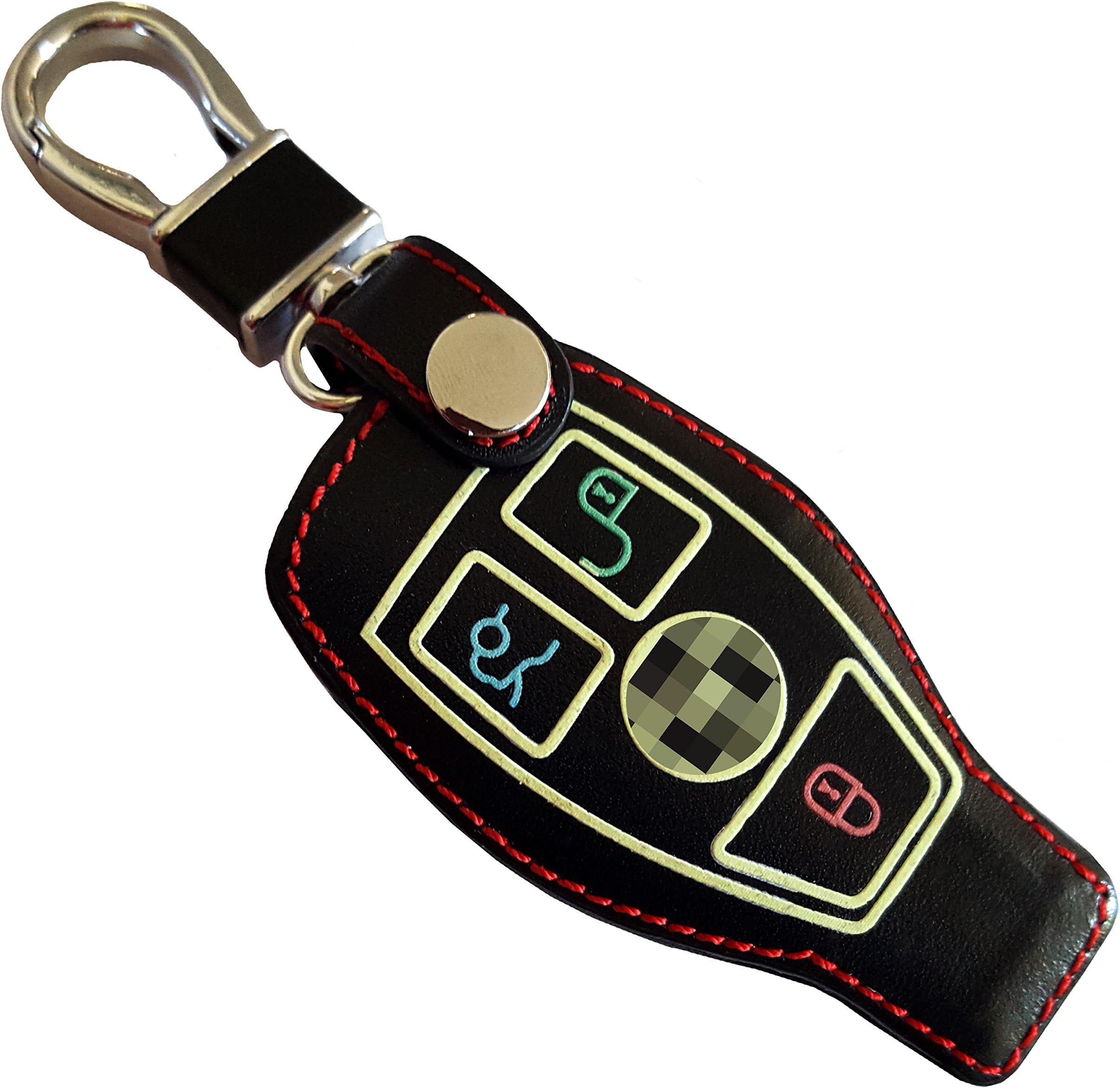 Massimiliano Incas HOT Glow in The Dark Leather Car Key Chain Fob Case Fits Mercedes Benz Remote Key