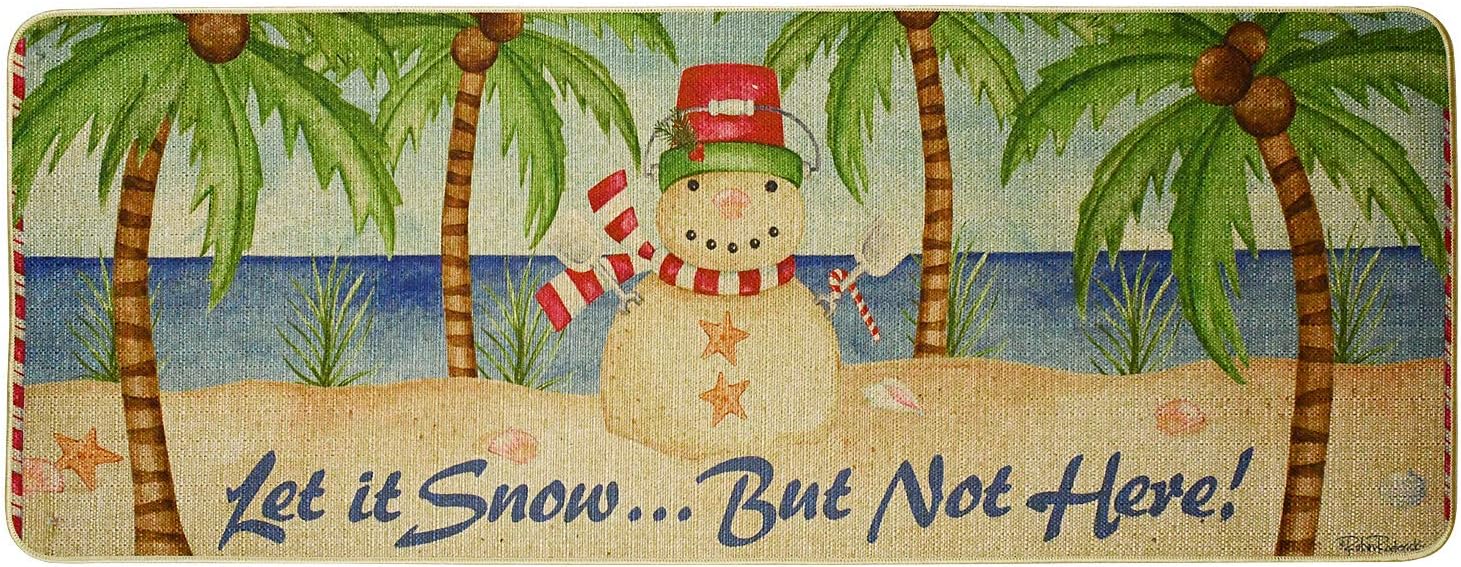 Kilipes Christmas Decorative Door Mats Snowman Winter Door Mat Tropical Holiday Welcome Mats for Front Door Let It Snow Non Slip Rubber Christmas Doormat 47x17.75 inch