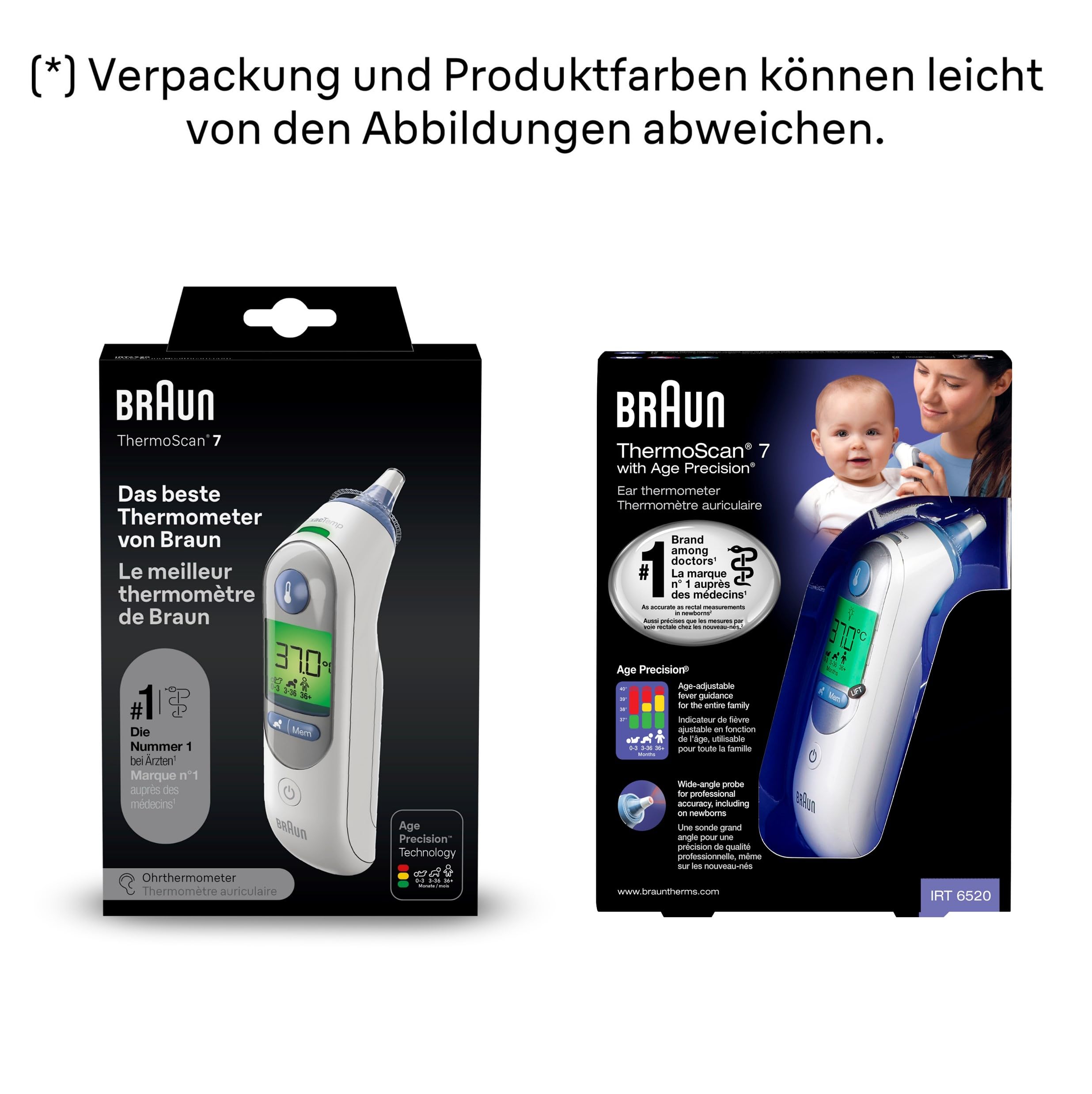 Braun ThermoScan 7 Ohrthermometer BRAIRT6520 | Age Precision Technologie | Farbcodiertes Digitaldisplay | Baby- und kleinkindfreundlich | Die #1 Marke bei Ärzten(1) 7