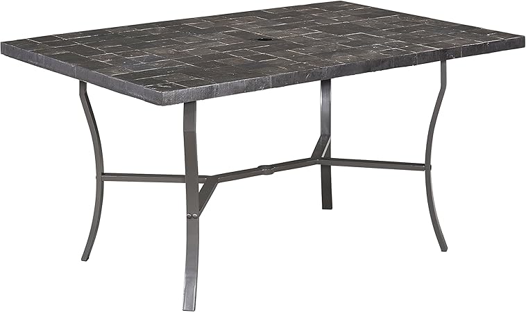 Amazon Com Stone Veneer Gray Slate Tile Top Outdoor Dining Table