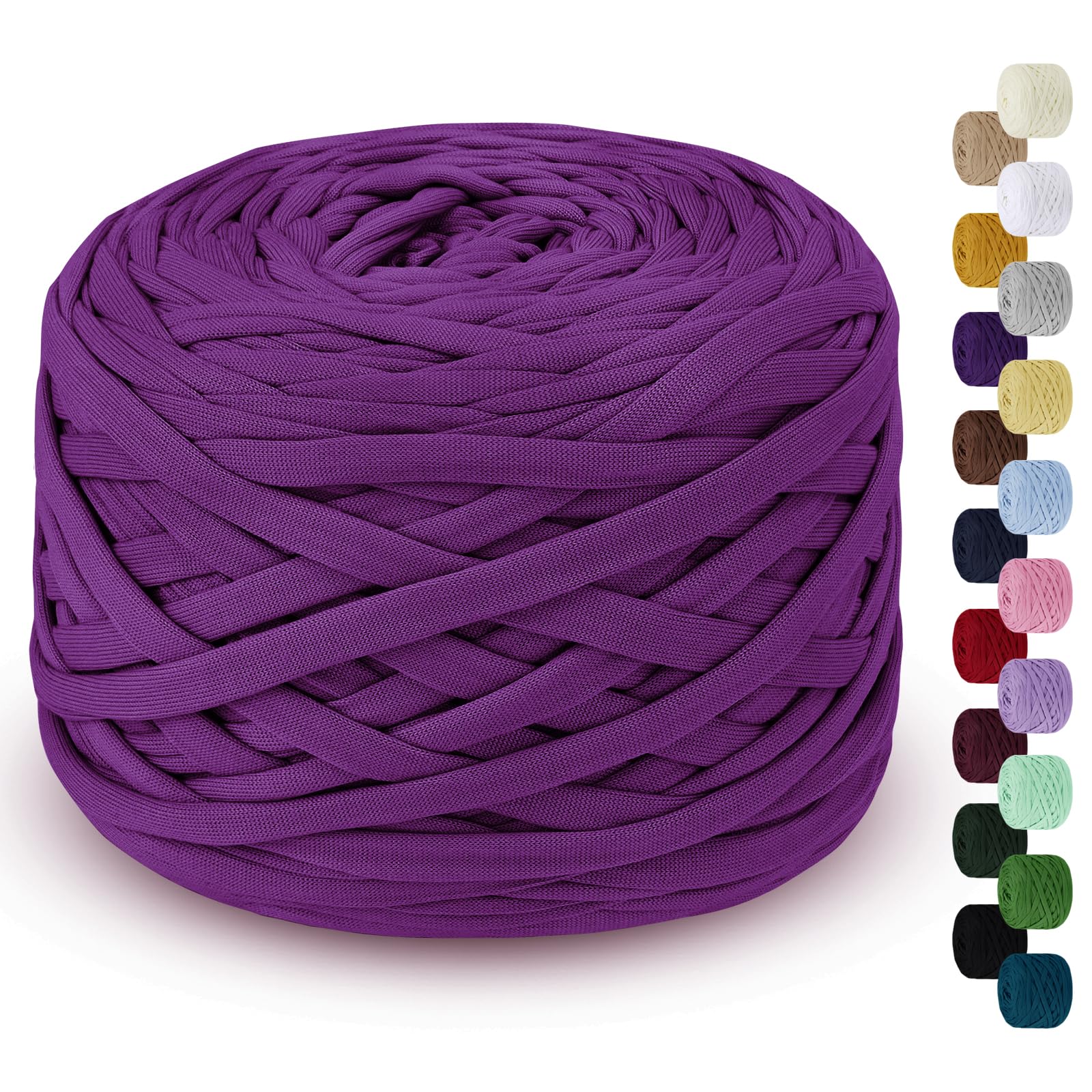 LEREATI 285g T-Shirt Yarn for Crocheting 100m Elastic Ribbon Thick Fabric, Knitting T-Shirt Yarn for Bags, Blankets, Baskets, DIY Home Decor (Rose Purple)