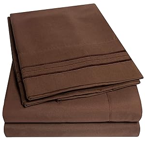 1500 Supreme Collection Extra Soft Queen Sheets Set, Brown - Luxury Bed Sheets Set with Deep Pocket Wrinkle Free Hypoallergenic Bedding, Over 40 Colors, Queen Size, Brown