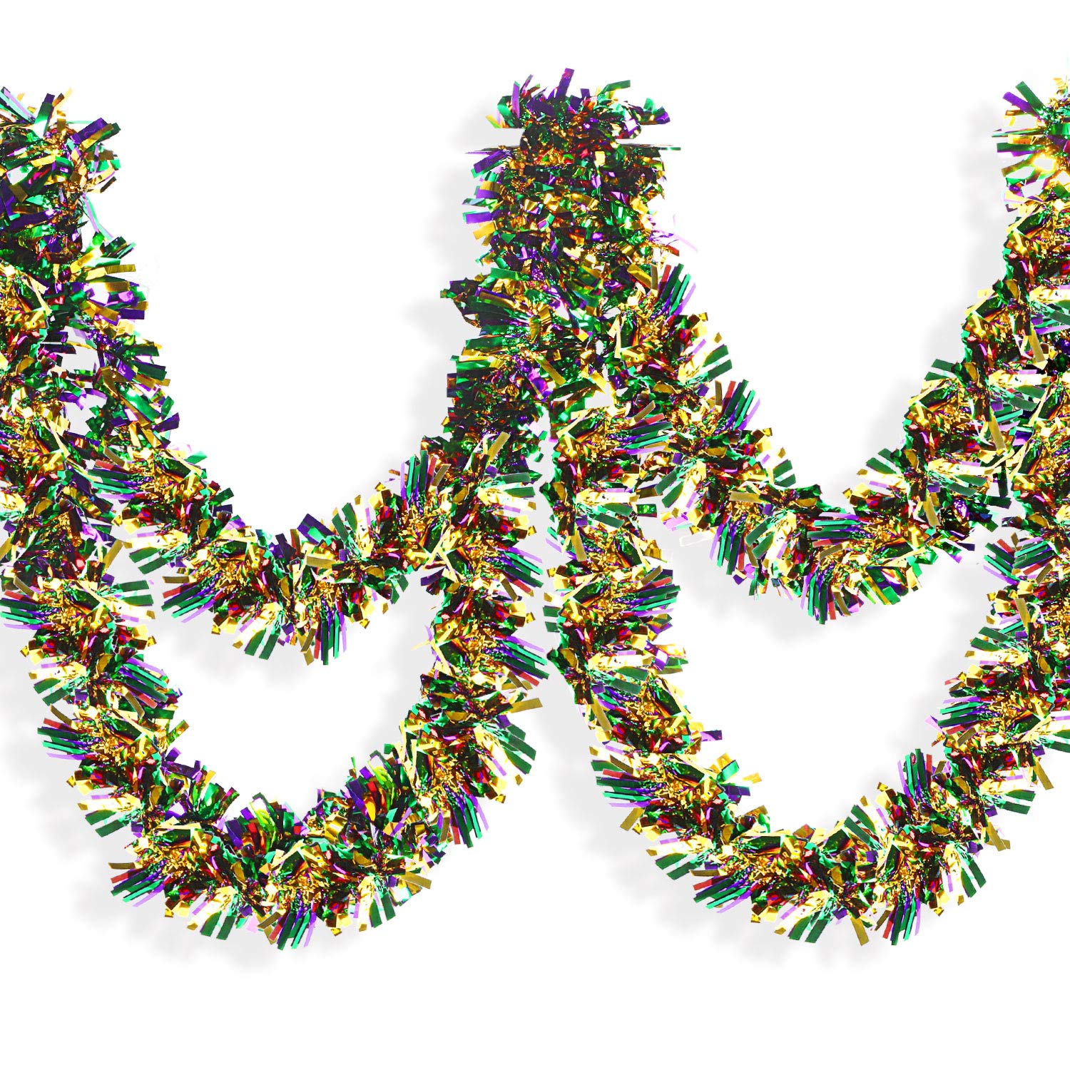 33 Feet Mardi Gras Tinsel Purple Green Gold Metallic Streamers Garland Festooning Garland Glittering Hanging Decoration for Mardi Gras Wedding Birthday Disco Party Decorations Supplies