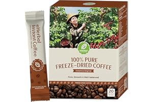EHERBAL PURE NATURE, PURE LIFE eHerbal Vegan Calming Instant Coffee Powder, plant base freezed dried Cold Brew 20 Packs | Smooth & Bold Vietnamese Robusta Coffee | Non-GMO, Vegan, Keto-Friendly, Low Acid (2.5g/stick)