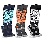 NIMBLOOM 3 Pairs Wool Ski Socks, Thick Thermal Winter Socks for Men Women, Long Snowboard Sock for Outdoor Sports, Thermal Warm Knee-High Winter Sock For Snowboard, Skiing, Hunting