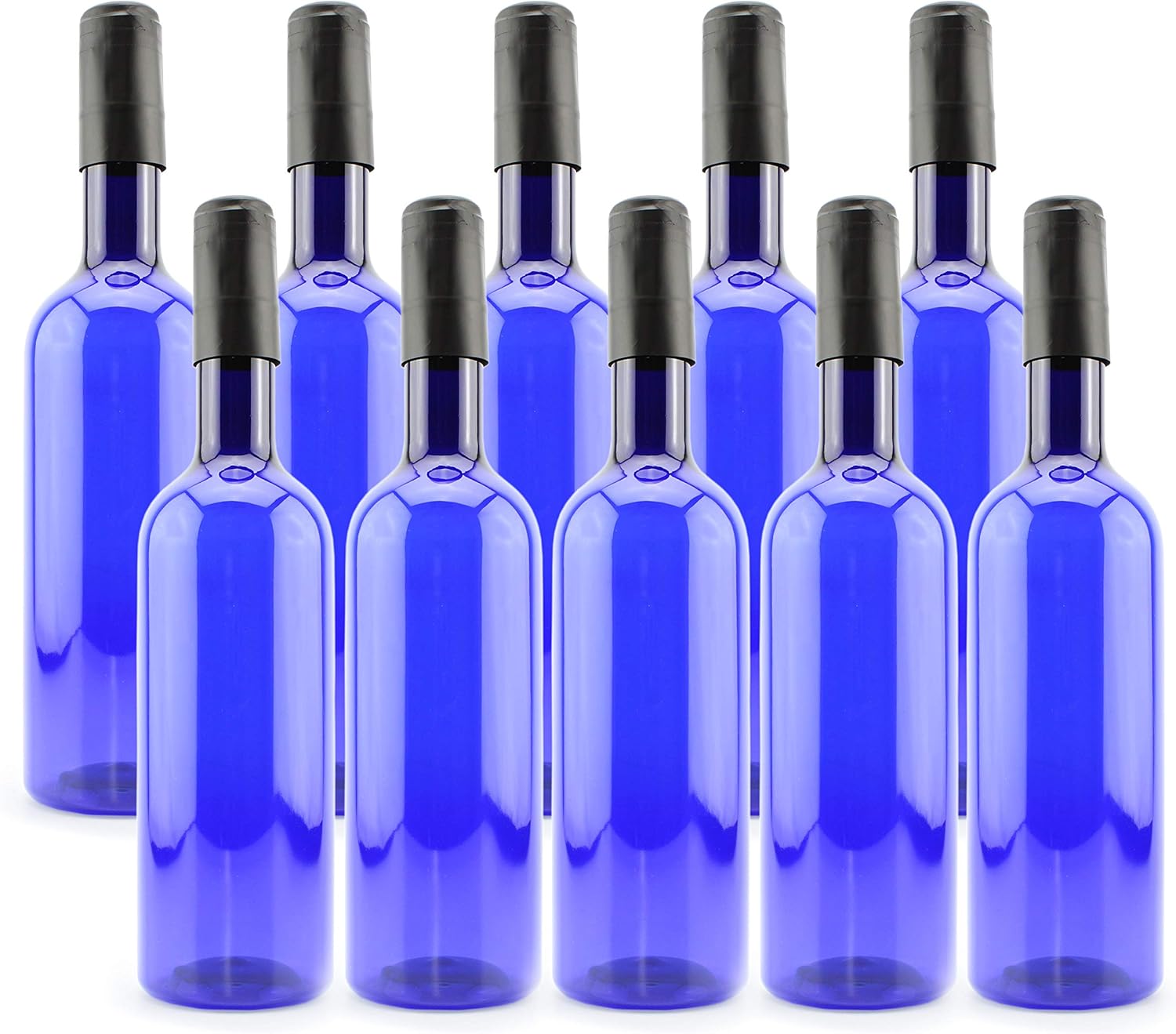 Cornucopia Plastic Wine Bottles (10Pack, Blue); Empty BordeauxStyle