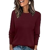 XIEERDUO Sweaters for Women Long Sleeve Shirts Round Neck Ribbed Knit Pullover Sweater Fashion Clothing